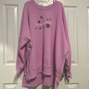 Pink Happiness Oversized Crew Neck Aerie Sweatshirt (womens medium)